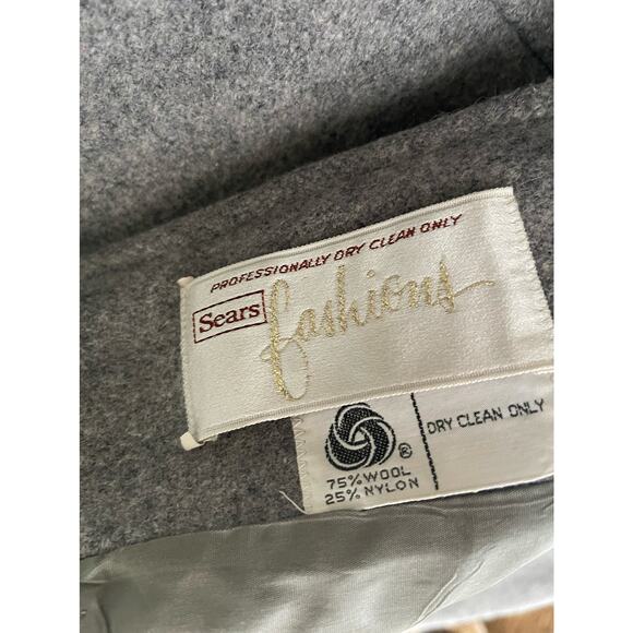 Vintage Sears Fashions 100% Gray Wool Coat Size XS/S - Picture 3 of 10